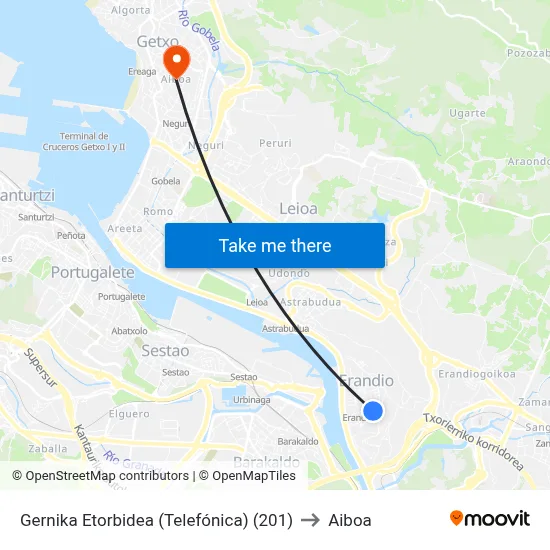 Gernika Etorbidea (Telefónica) (201) to Aiboa map