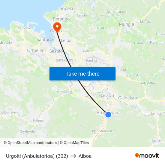 Urgoiti (Anbulatorioa) (302) to Aiboa map