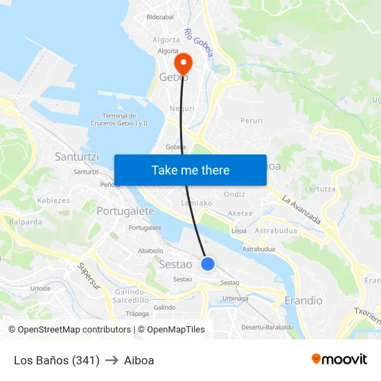 Los Baños (341) to Aiboa map