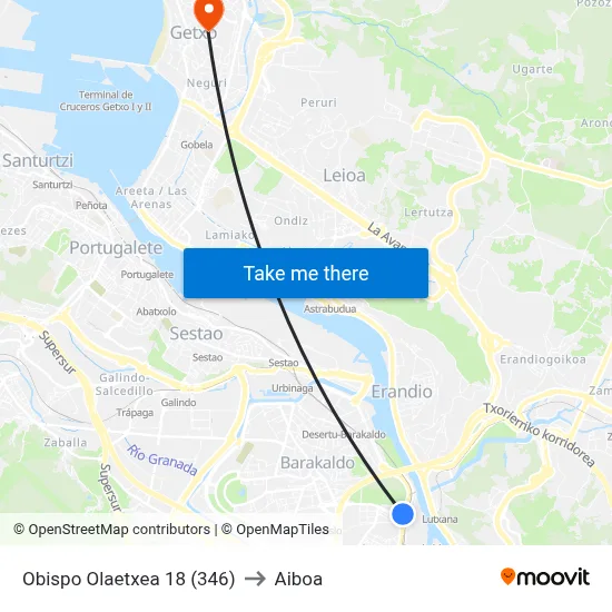 Obispo Olaetxea 18 (346) to Aiboa map