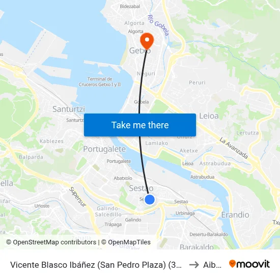 Vicente Blasco Ibáñez (San Pedro Plaza) (384) to Aiboa map