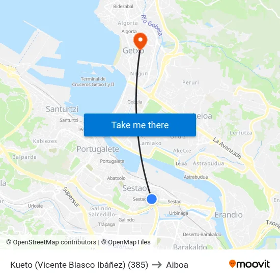 Kueto (Vicente Blasco Ibáñez) (385) to Aiboa map