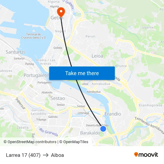 Larrea 17 (407) to Aiboa map