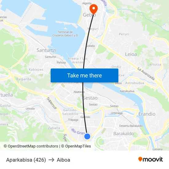 Aparkabisa (426) to Aiboa map