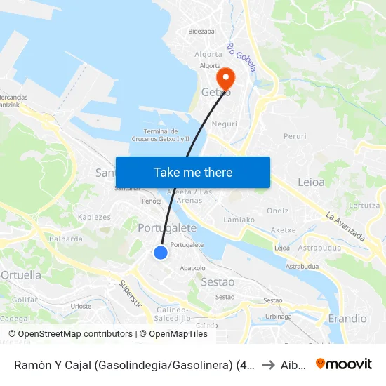 Ramón Y Cajal (Gasolindegia/Gasolinera) (434) to Aiboa map