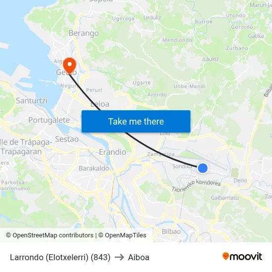 Larrondo (Elotxelerri) (843) to Aiboa map