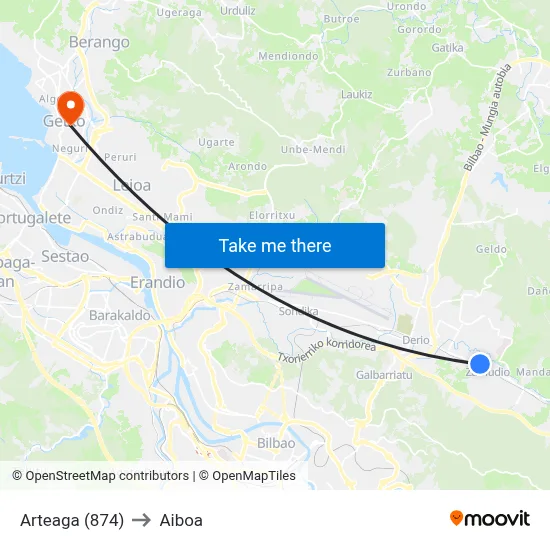 Arteaga (874) to Aiboa map