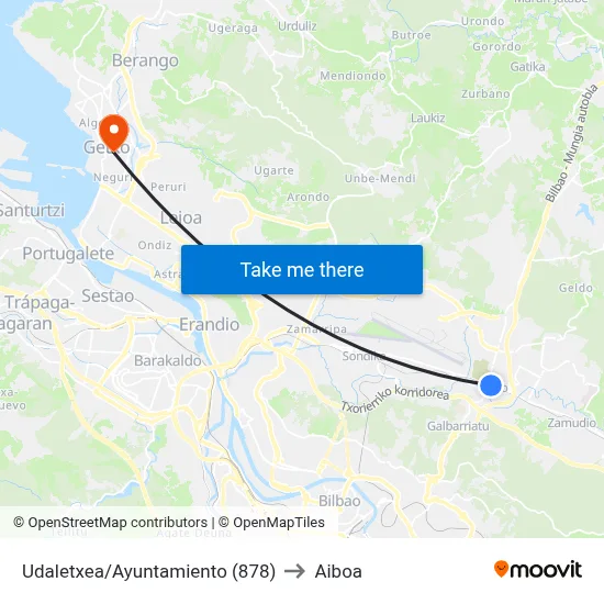 Udaletxea/Ayuntamiento (878) to Aiboa map