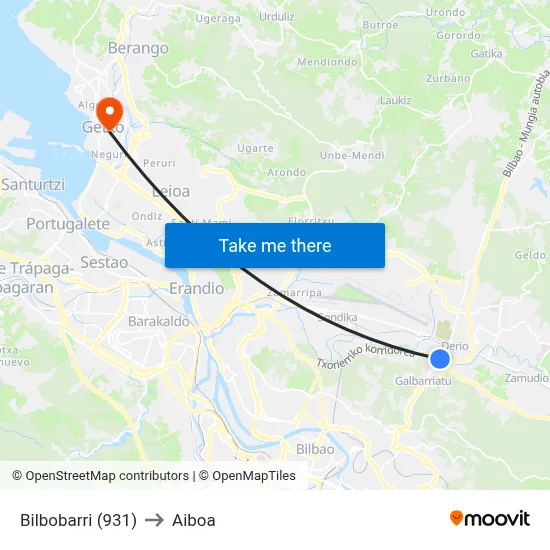 Bilbobarri (931) to Aiboa map