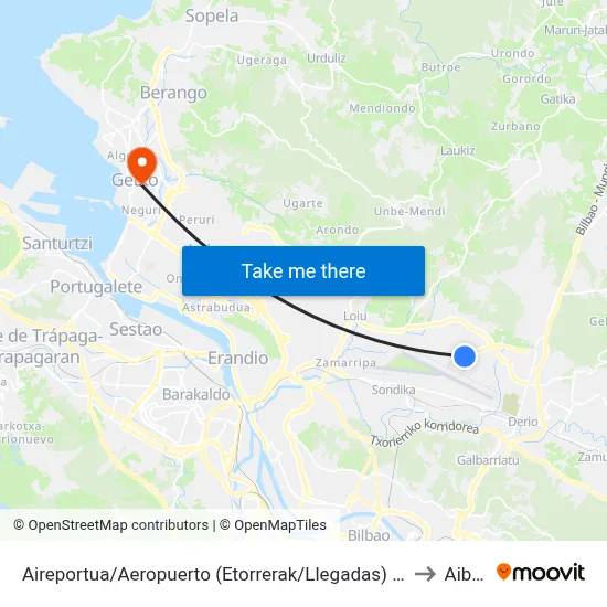 Aireportua/Aeropuerto (Etorrerak/Llegadas) (1003) to Aiboa map