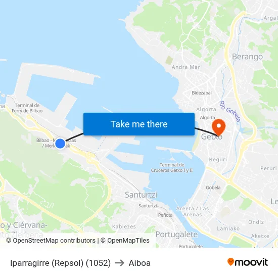 Iparragirre (Repsol) (1052) to Aiboa map