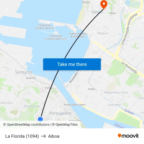La Florida (1094) to Aiboa map
