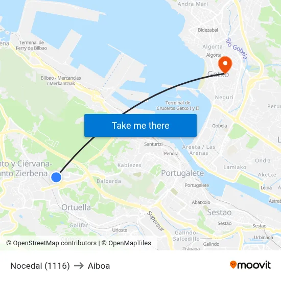 Nocedal (1116) to Aiboa map