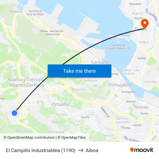El Campillo Industrialdea (1190) to Aiboa map