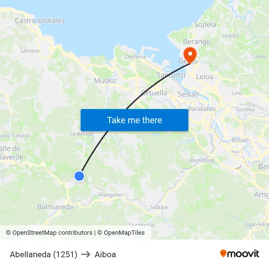 Abellaneda (1251) to Aiboa map