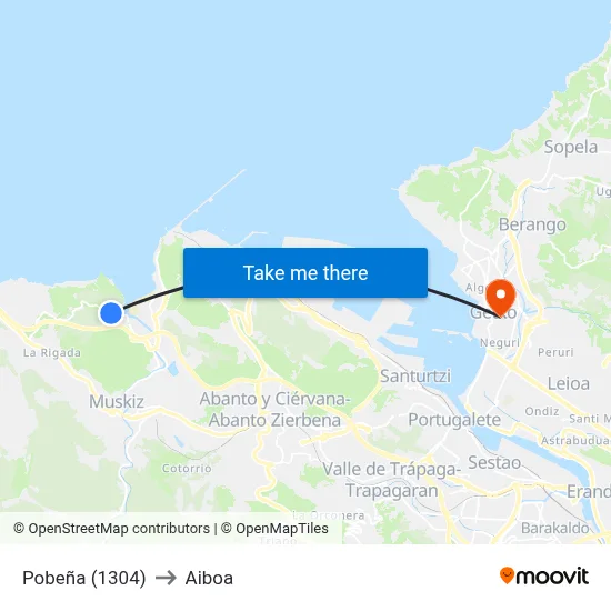 Pobeña (1304) to Aiboa map