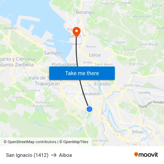 San Ignacio (1412) to Aiboa map