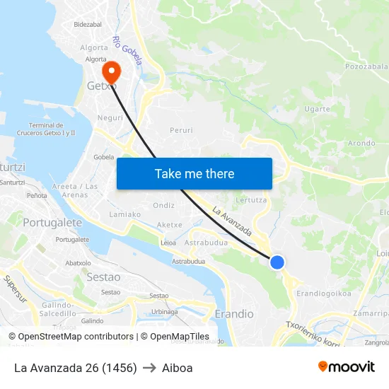 La Avanzada 26 (1456) to Aiboa map