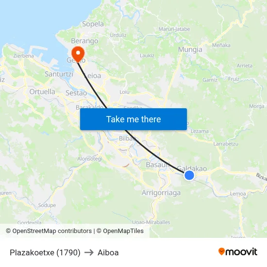 Plazakoetxe (1790) to Aiboa map