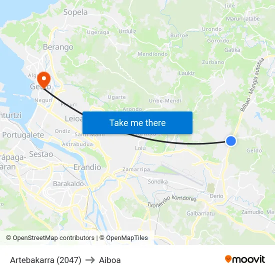 Artebakarra (2047) to Aiboa map