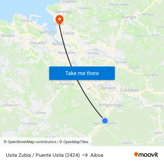 Usila Zubia / Puente Usila (2424) to Aiboa map