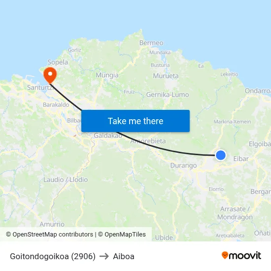 Goitondogoikoa (2906) to Aiboa map
