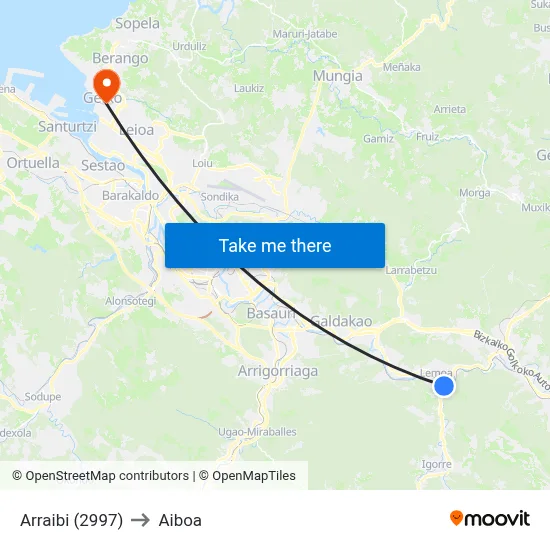 Arraibi (2997) to Aiboa map