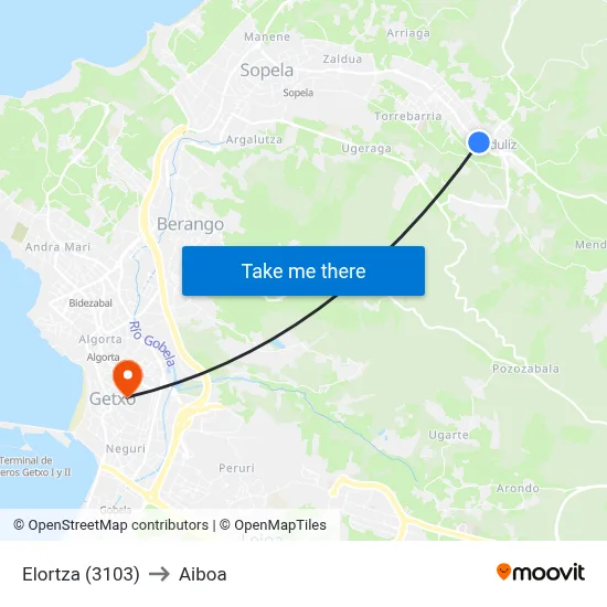 Elortza (3103) to Aiboa map