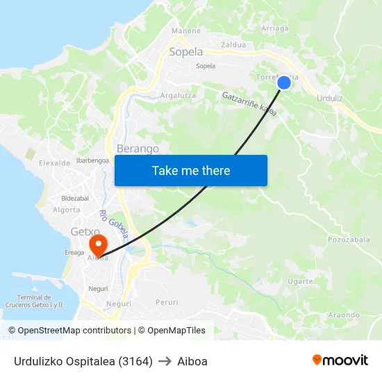 Urdulizko Ospitalea (3164) to Aiboa map