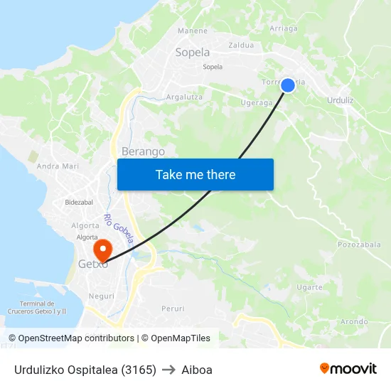 Urdulizko Ospitalea (3165) to Aiboa map