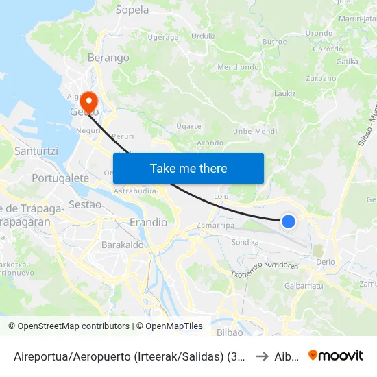Aireportua/Aeropuerto (Irteerak/Salidas) (3372) to Aiboa map