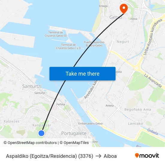 Aspaldiko (Egoitza/Residencia) (3376) to Aiboa map