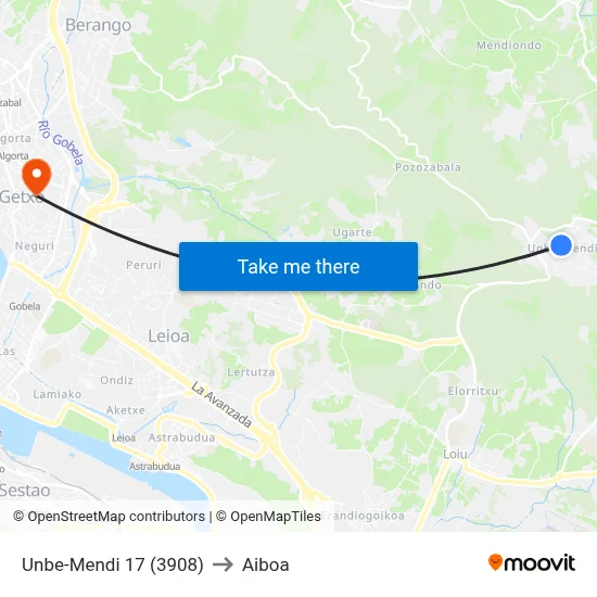 Unbe-Mendi  17 (3908) to Aiboa map