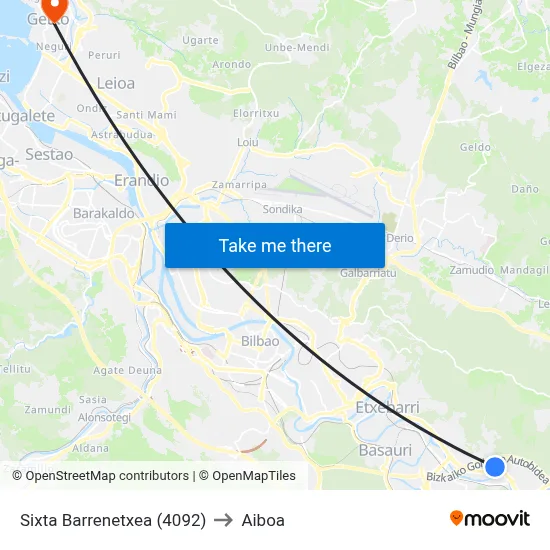 Sixta Barrenetxea (4092) to Aiboa map