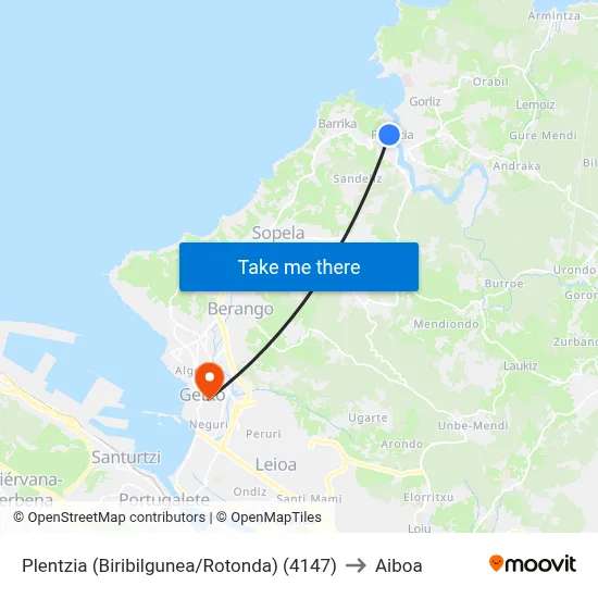 Plentzia (Biribilgunea/Rotonda) (4147) to Aiboa map