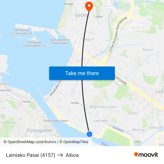 Lamiako Pasai (4157) to Aiboa map