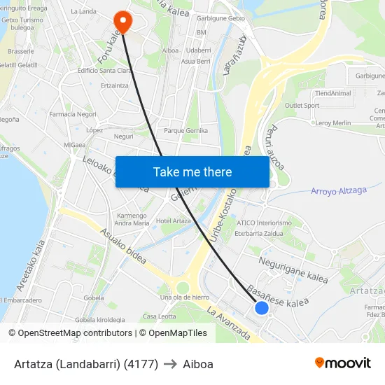 Artatza (Landabarri) (4177) to Aiboa map
