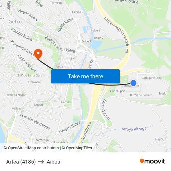 Artea (4185) to Aiboa map