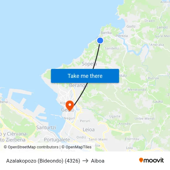 Azalakopozo (Bideondo) (4326) to Aiboa map