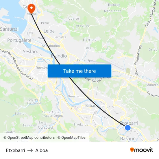 Etxebarri to Aiboa map