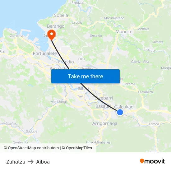 Zuhatzu to Aiboa map