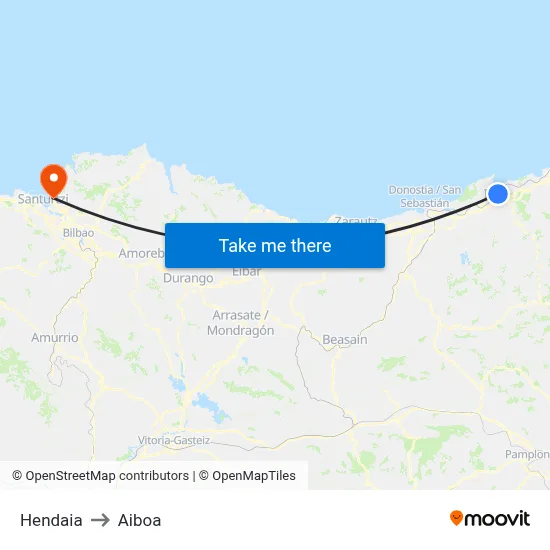 Hendaia to Aiboa map