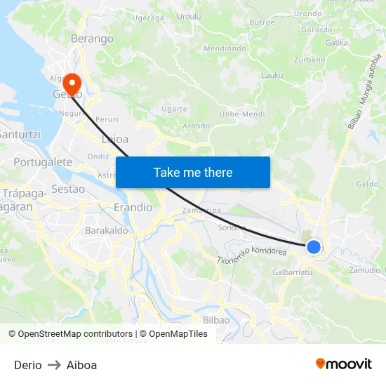 Derio to Aiboa map