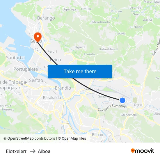 Elotxelerri to Aiboa map