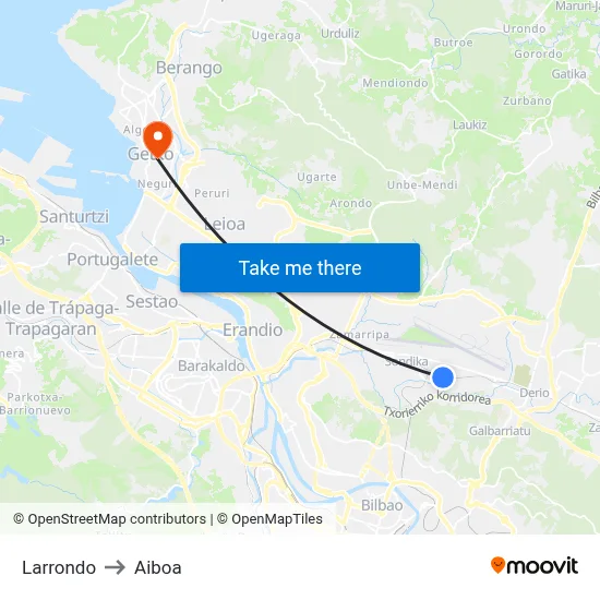 Larrondo to Aiboa map