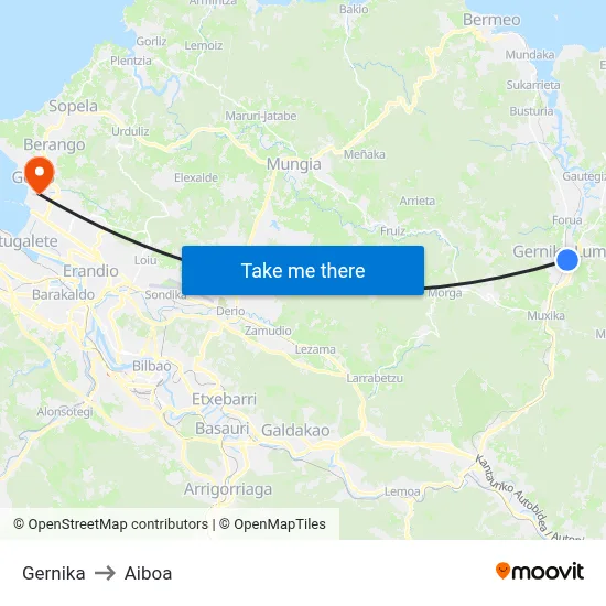 Gernika to Aiboa map