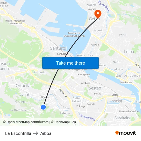 La Escontrilla to Aiboa map