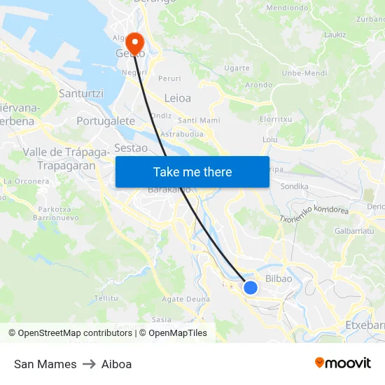 San Mames to Aiboa map