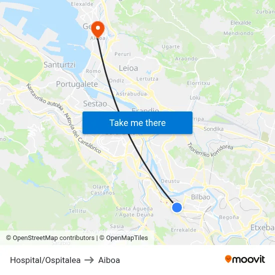 Hospital/Ospitalea to Aiboa map