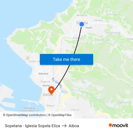 Sopelana - Iglesia Sopela Eliza to Aiboa map